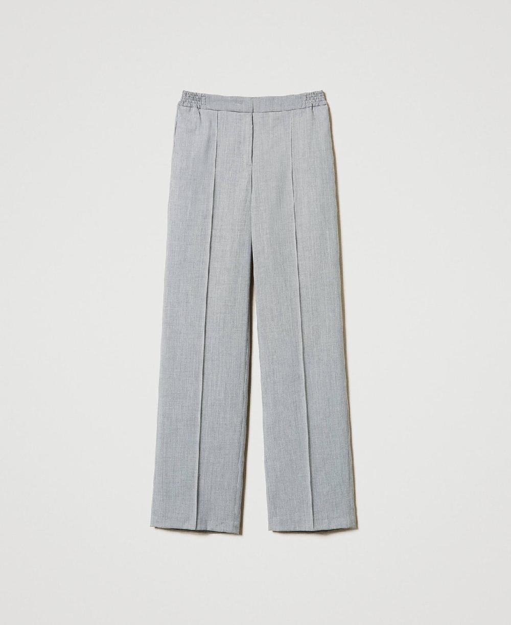 Scee by twin set Pantaloni in misto lana con piega Offerta speciale della fabbrica