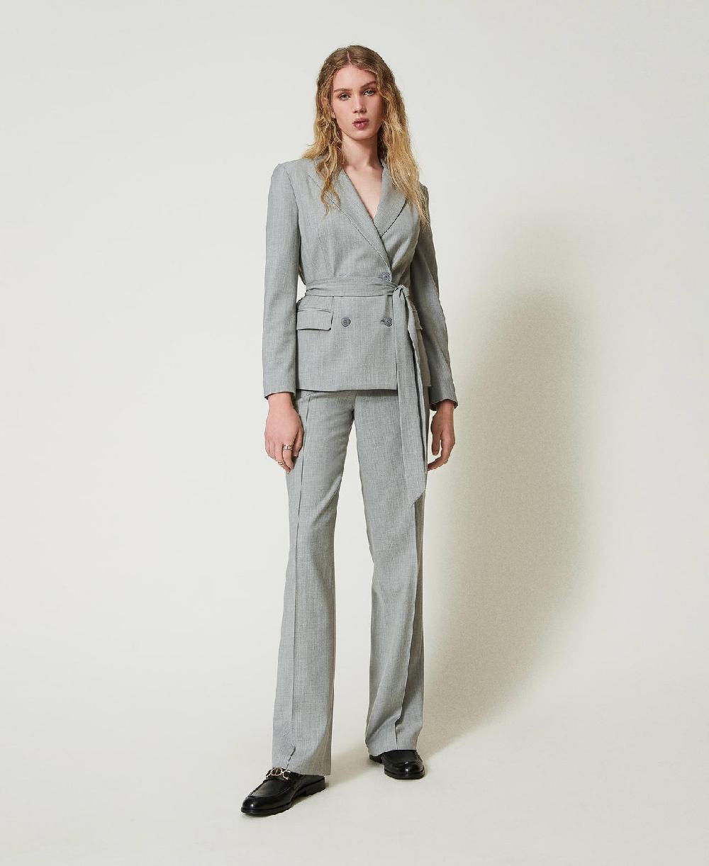 Scee by twin set Pantaloni in misto lana con piega Offerta speciale della fabbrica