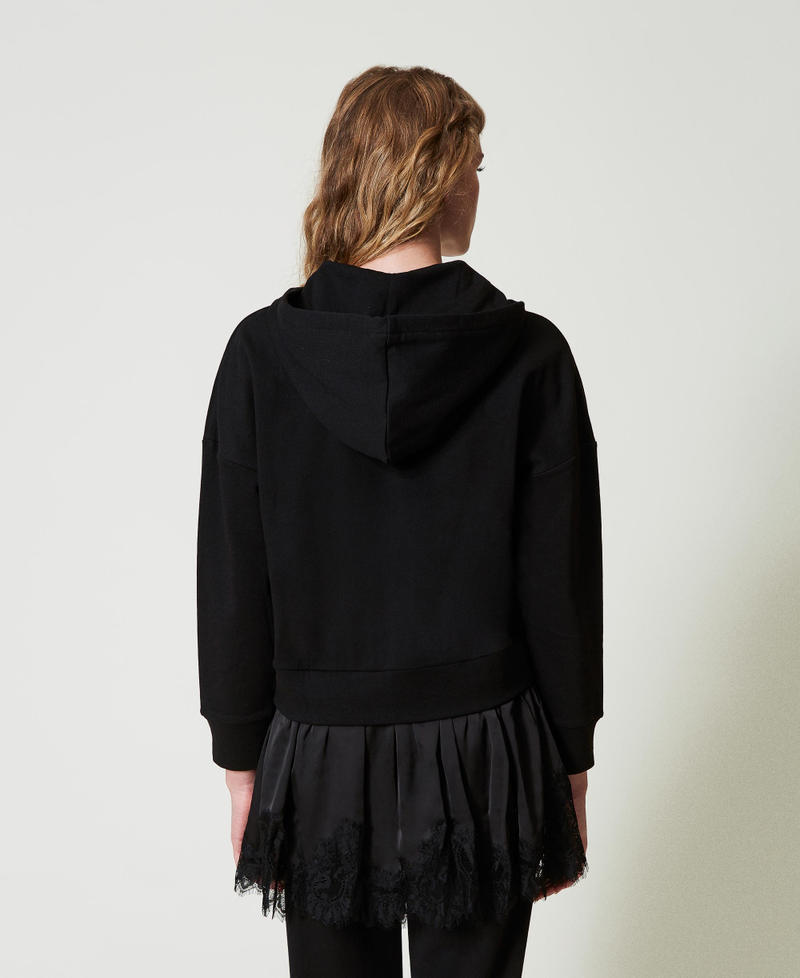 Scee by twin set Felpa con raso e pizzo Super sconto