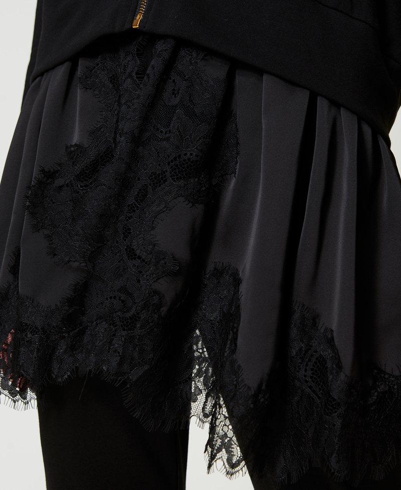 Scee by twin set Felpa con raso e pizzo Super sconto
