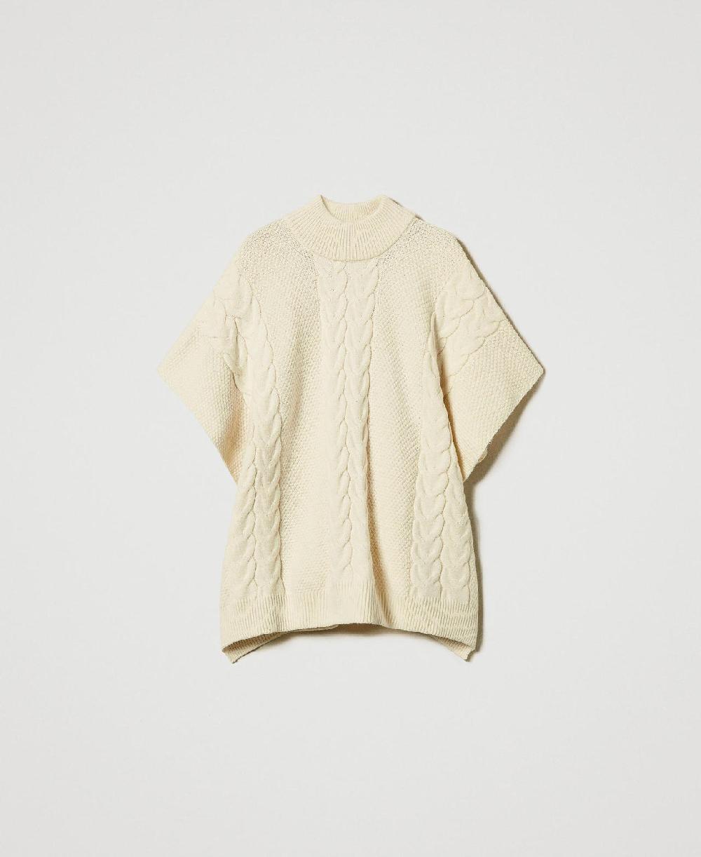 Scee by twin set Poncho in maglia con trecce Trasporto libero internazionale