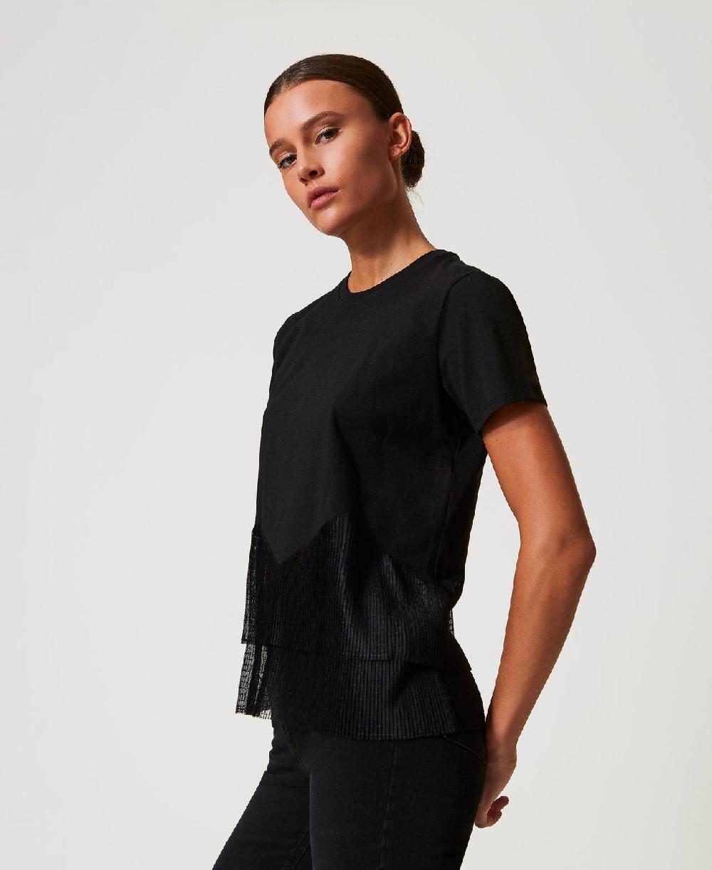 Scee by twin set T-shirt con balze in tulle Officina