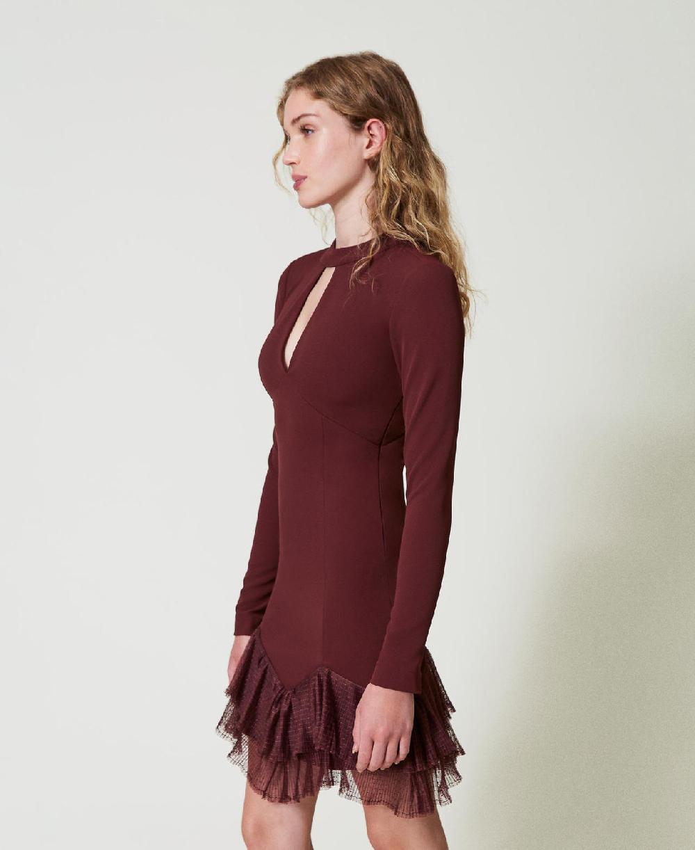 Scee by twin set Abito corto con balze plissé in tulle 2025