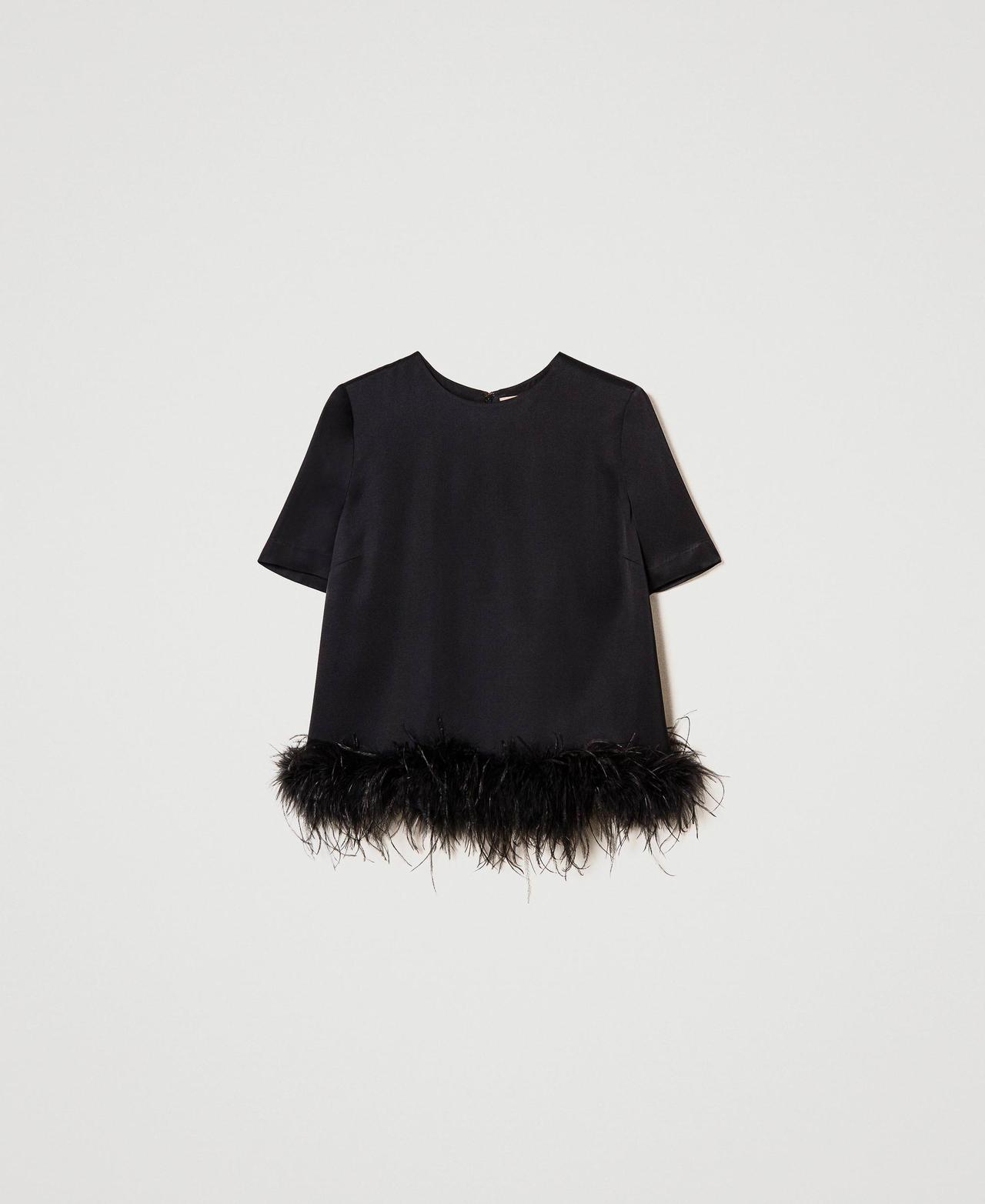 Scee by twin set Blusa in raso con piume Qualità Garantita