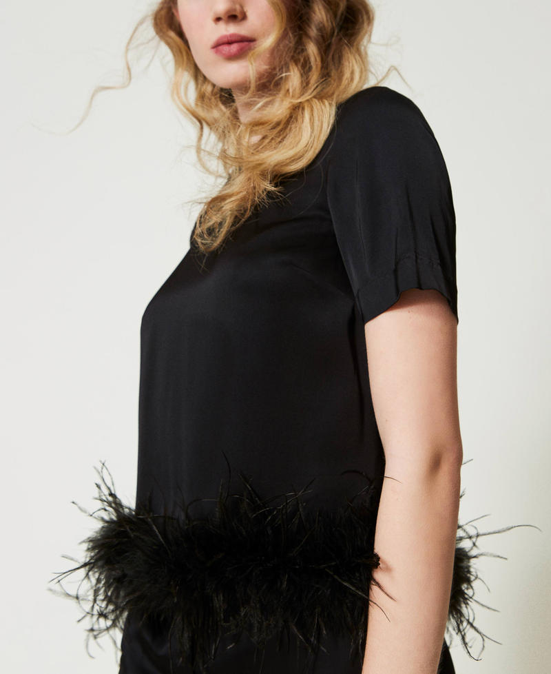 Scee by twin set Blusa in raso con piume Qualità Garantita