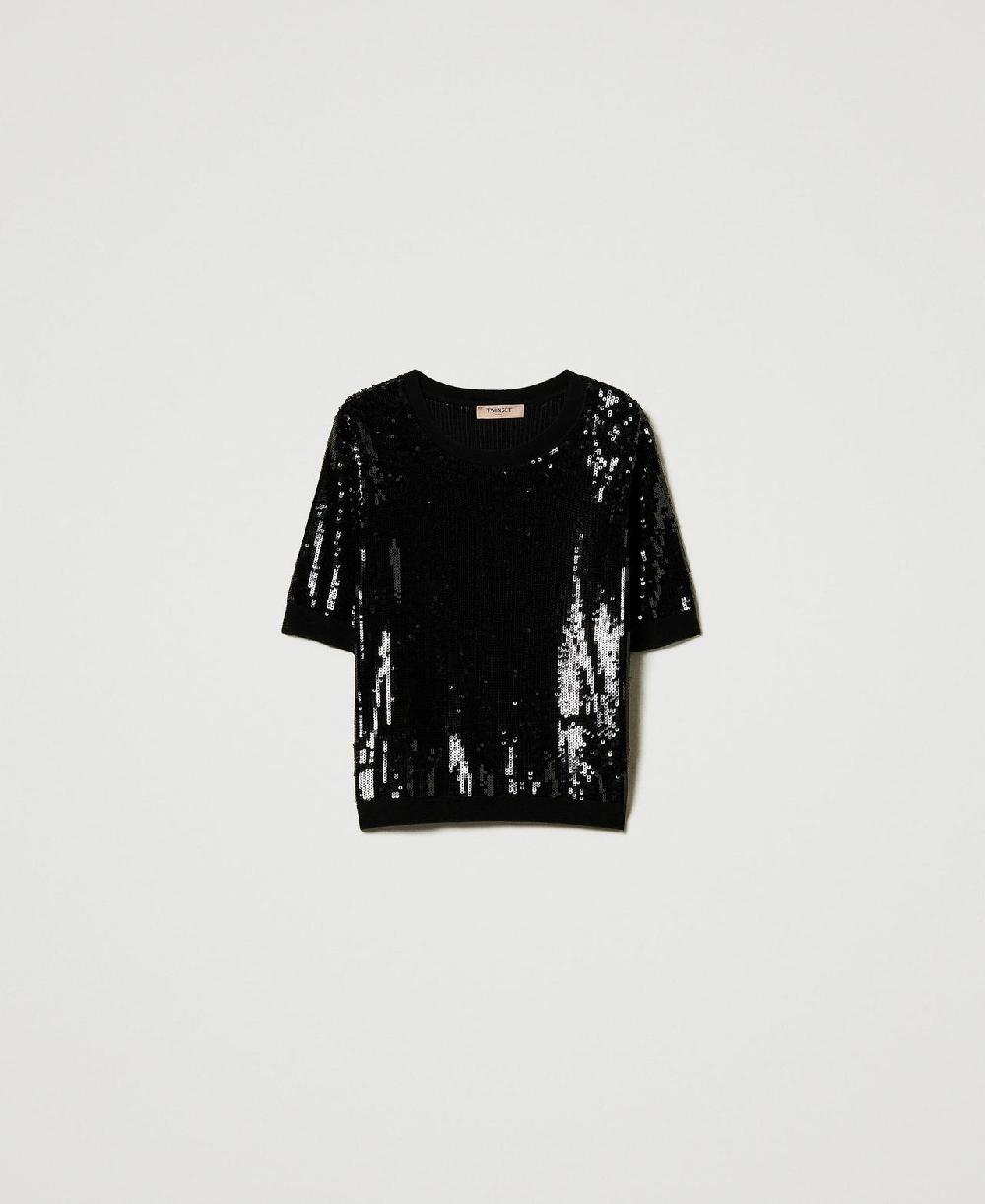 Scee by twin set Maglia con ricamo in full paillettes Negozi Online