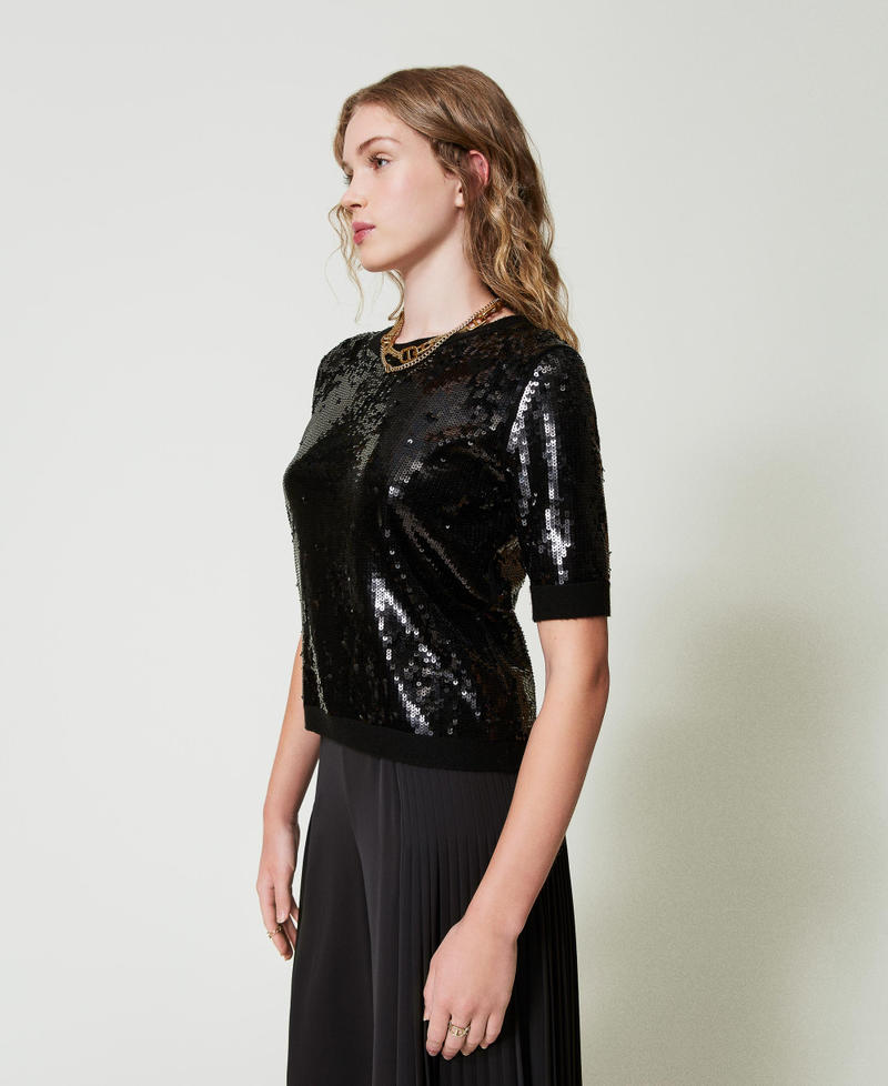 Scee by twin set Maglia con ricamo in full paillettes Negozi Online