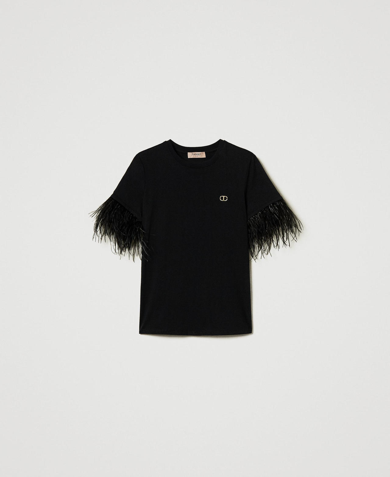 Scee by twin set T-shirt con logo Oval T e piume Shopping Online