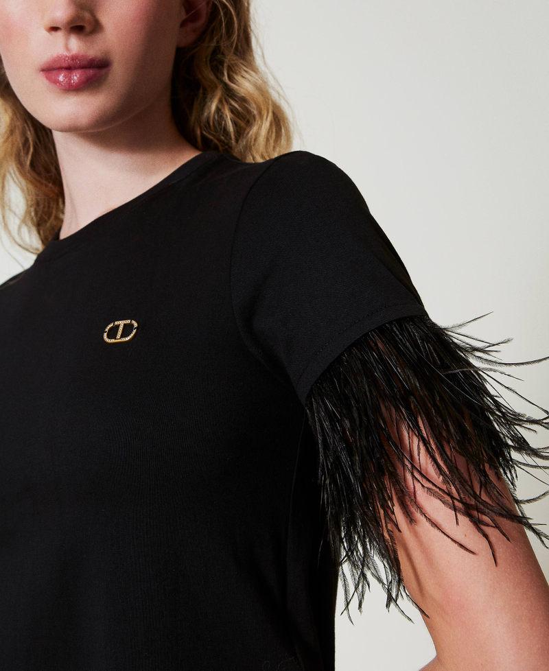 Scee by twin set T-shirt con logo Oval T e piume Shopping Online