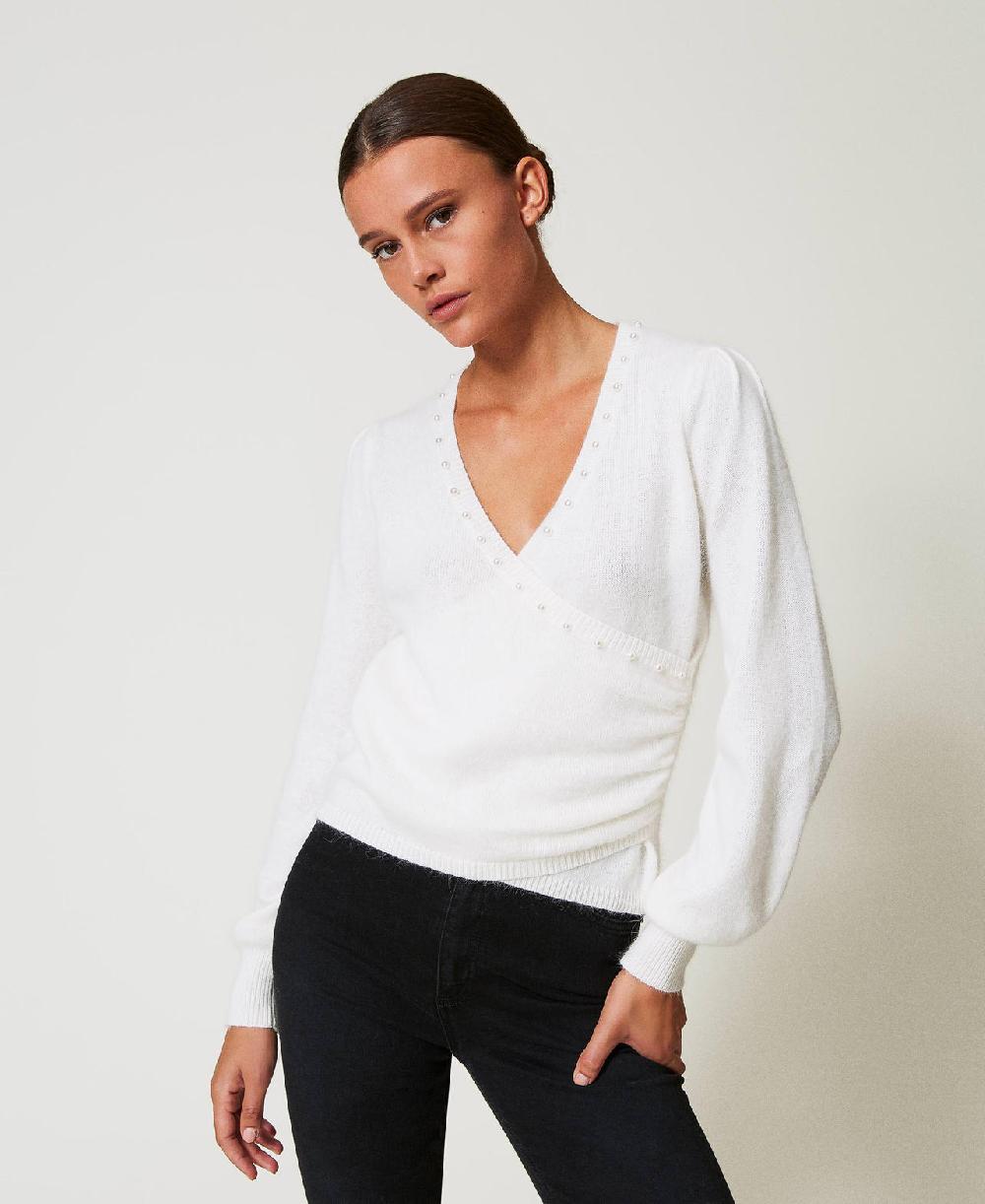 Scee by twin set Maglia in misto angora con perle Affare Del Giorno