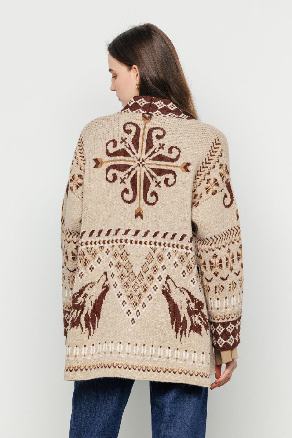 Akep CARDIGAN AKEP IN JACQUARD CON CINTURA Ritorno libero