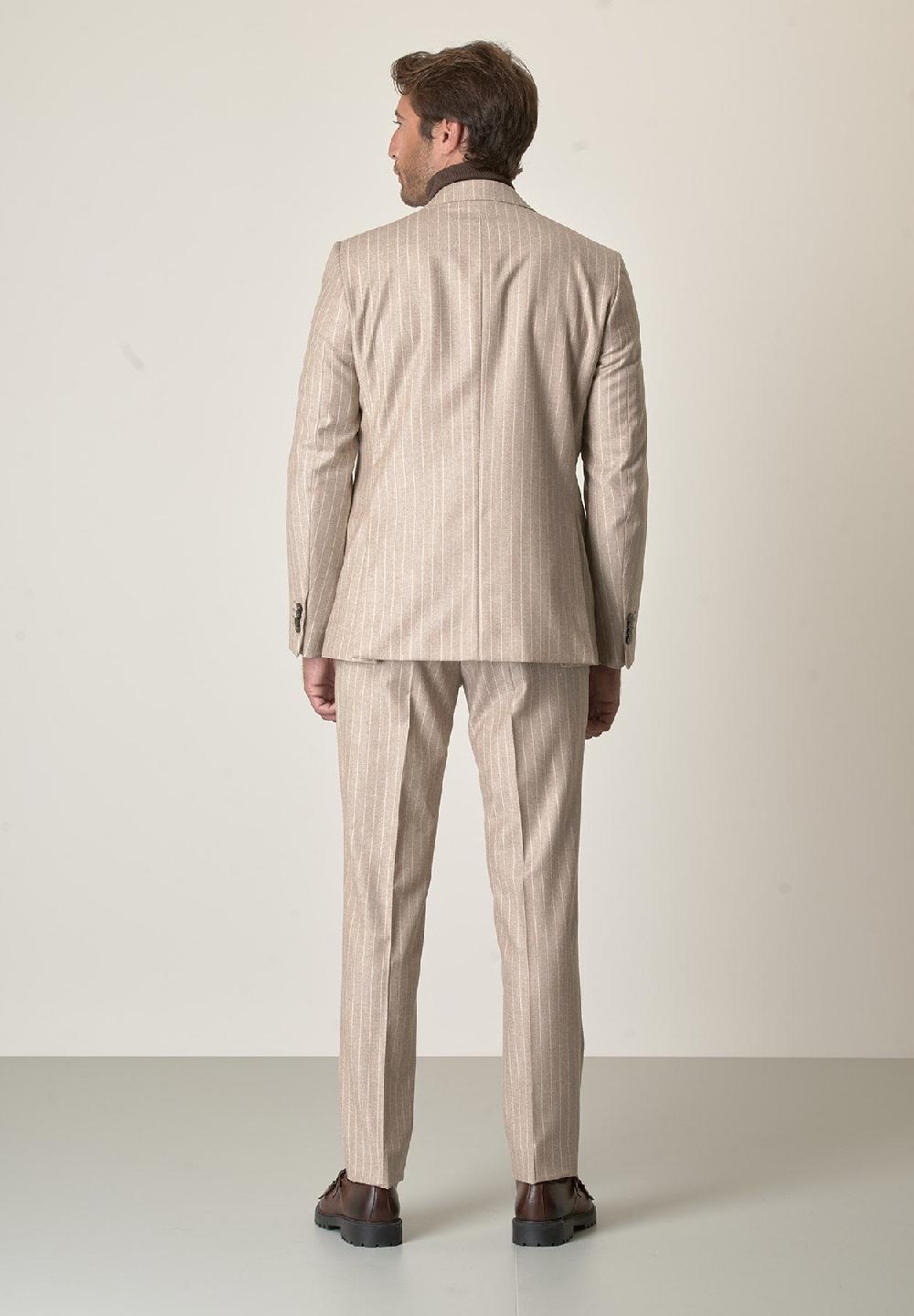 Angelico Abito beige gessato flanella lana vergine custom fit Spedizione gratuita