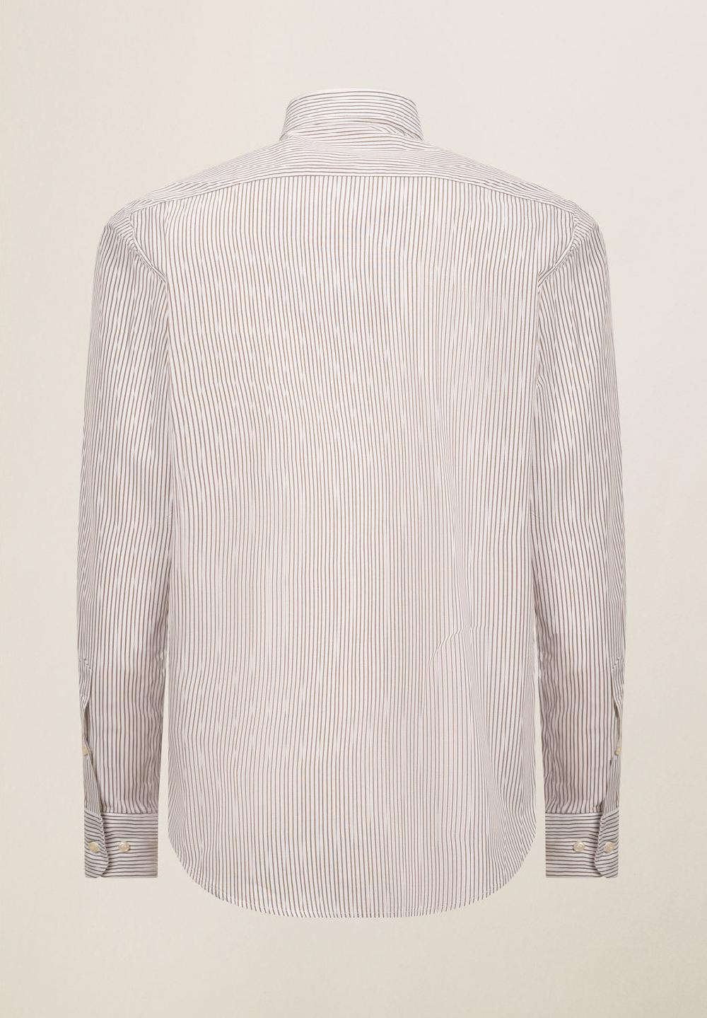 Angelico Camicia bianco marrone rigata cotone regular fit Ritorno libero