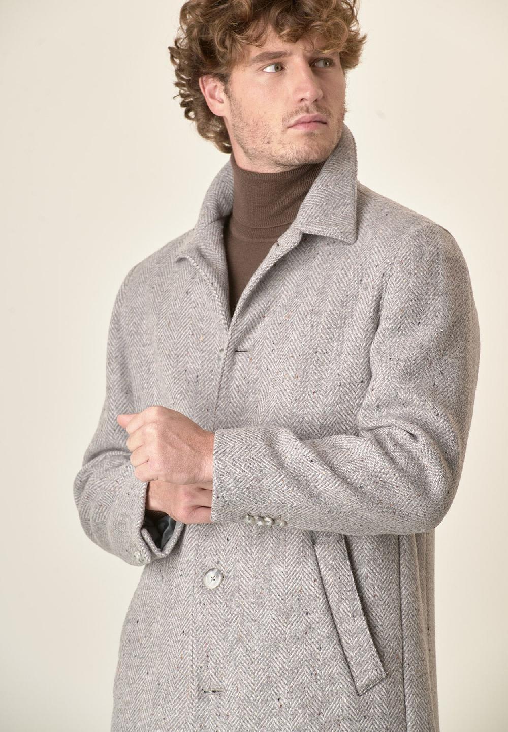 Angelico Cappotto grigio chiaro misto lana vergine resca oversize Promozione temporanea