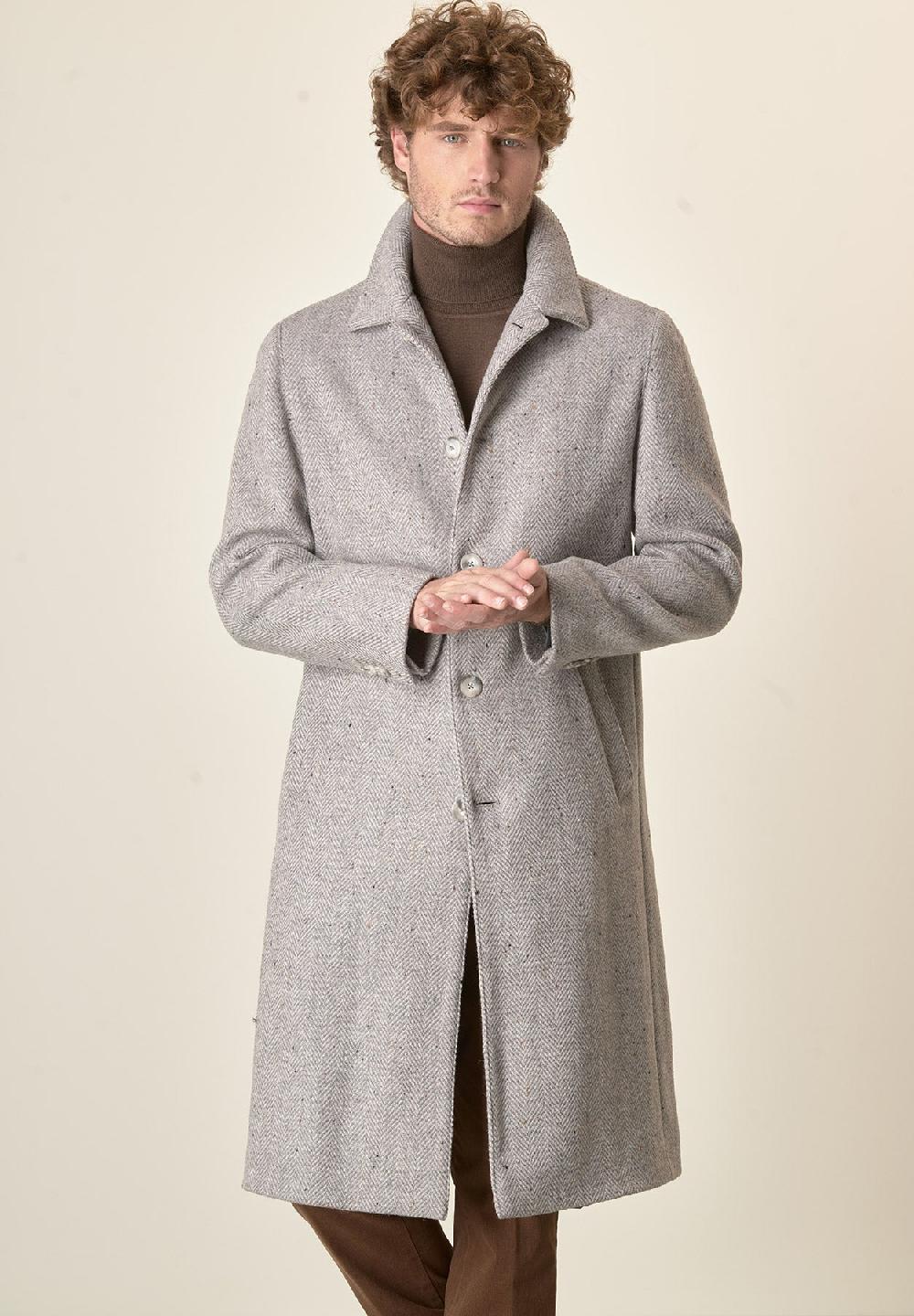 Angelico Cappotto grigio chiaro misto lana vergine resca oversize Promozione temporanea