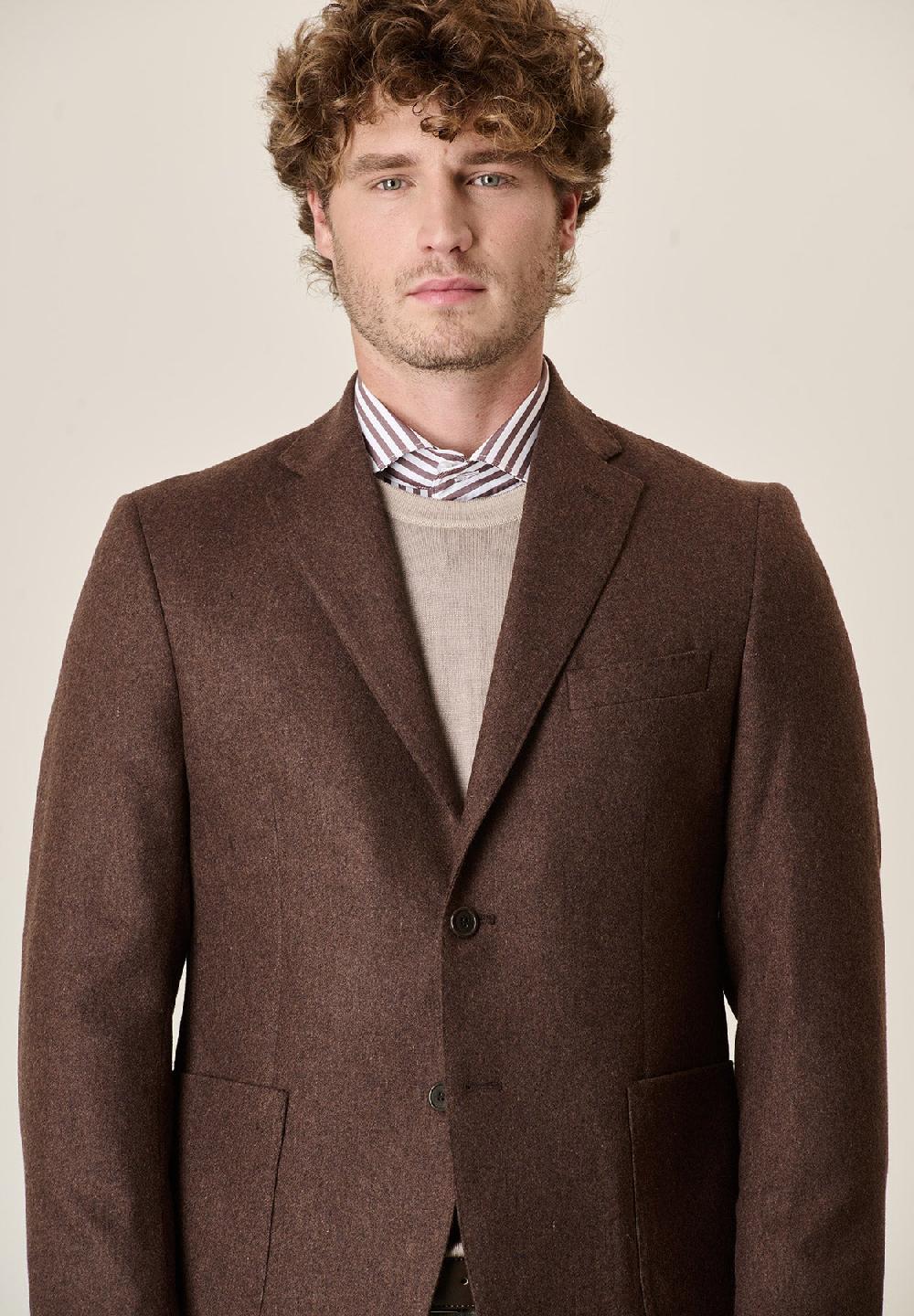 Angelico Giacca marrone misto lana decostruita custom fit Only for today