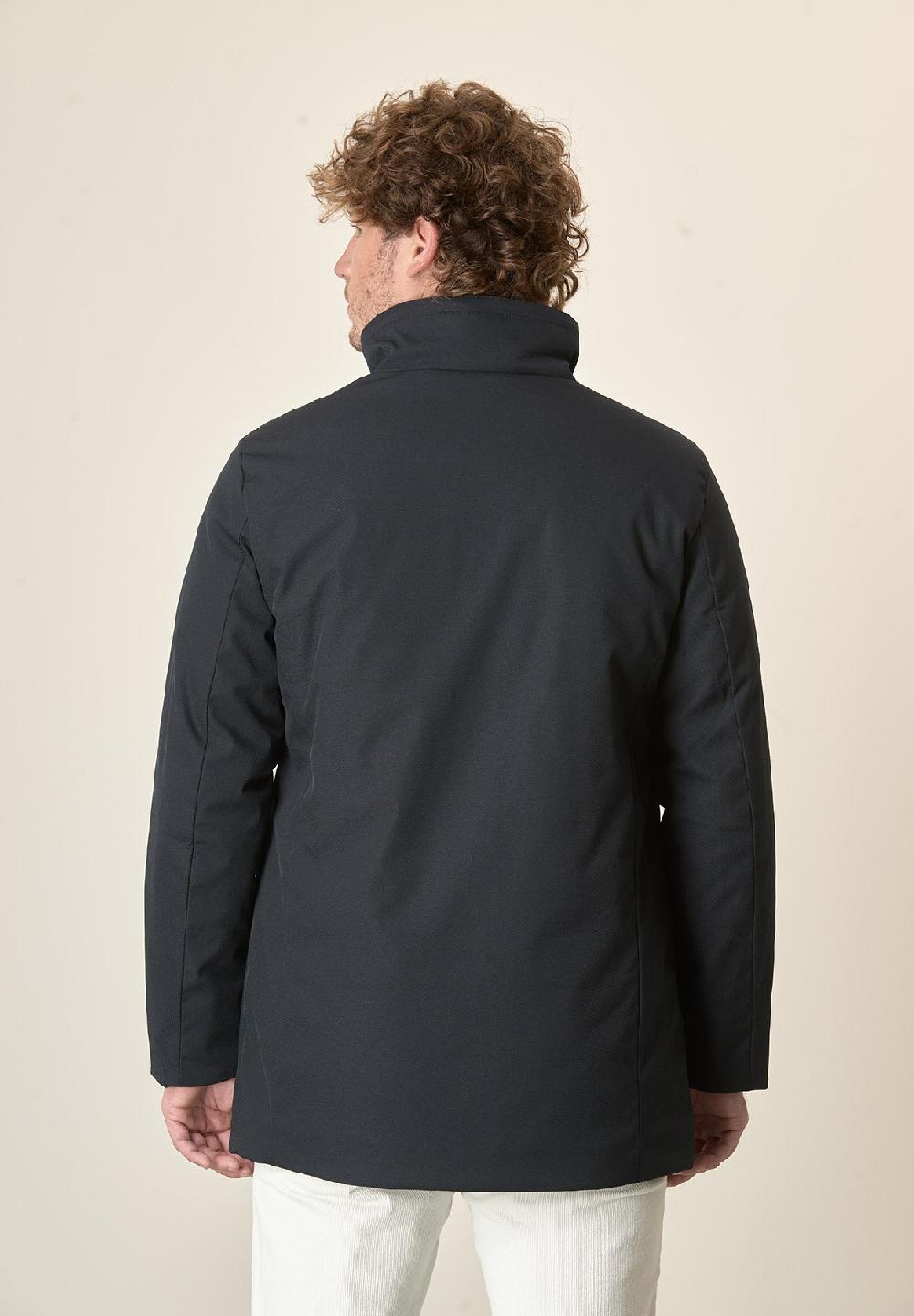 Angelico Parka blu navy pelliccia staccabile Nuovo