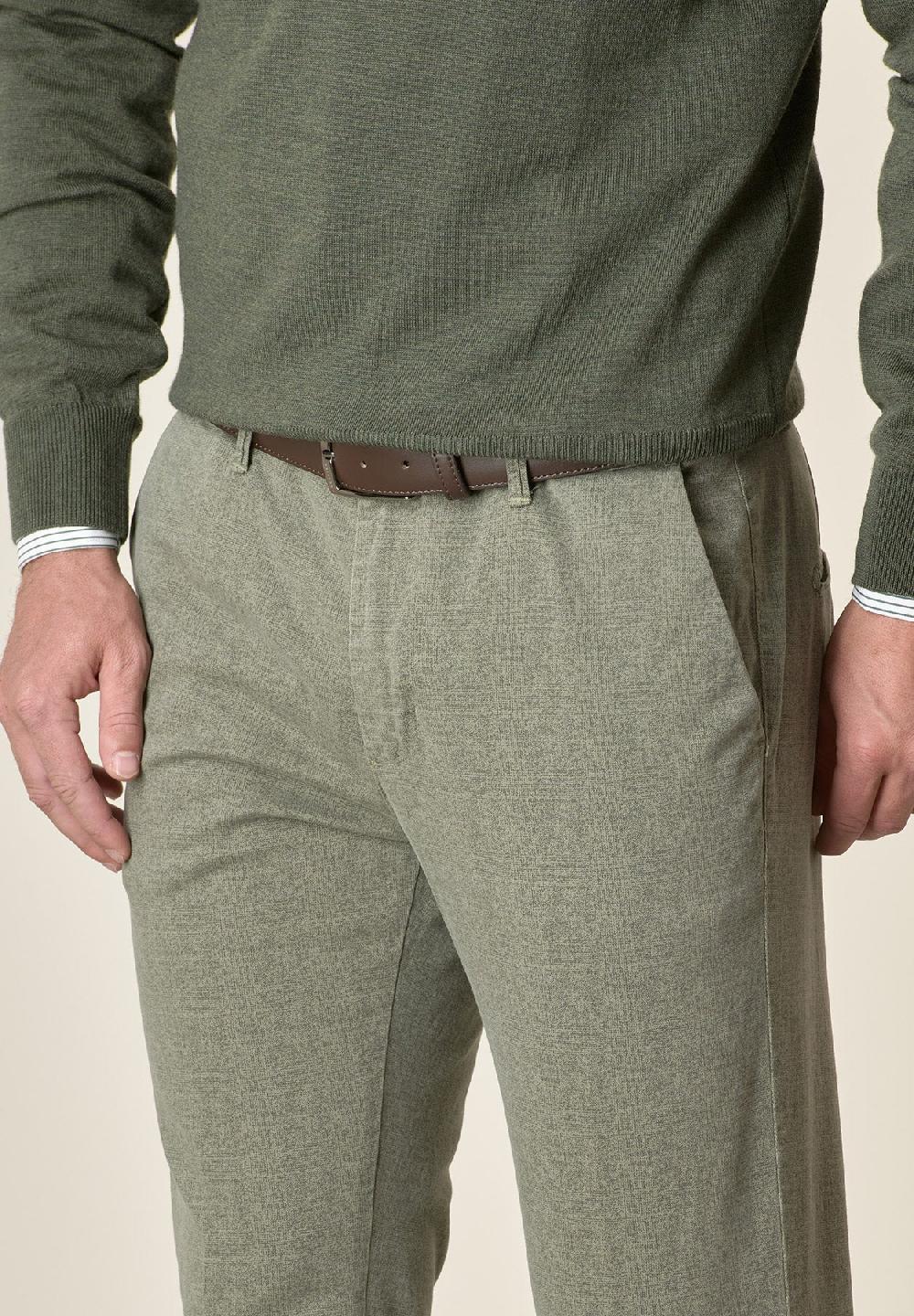 Angelico Pantalone verde salvia effetto lana cotone stretch slim fit Vendita