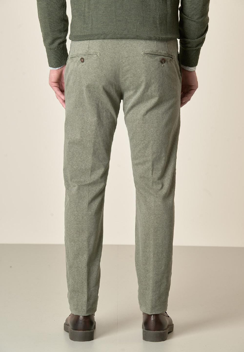 Angelico Pantalone verde salvia effetto lana cotone stretch slim fit Vendita