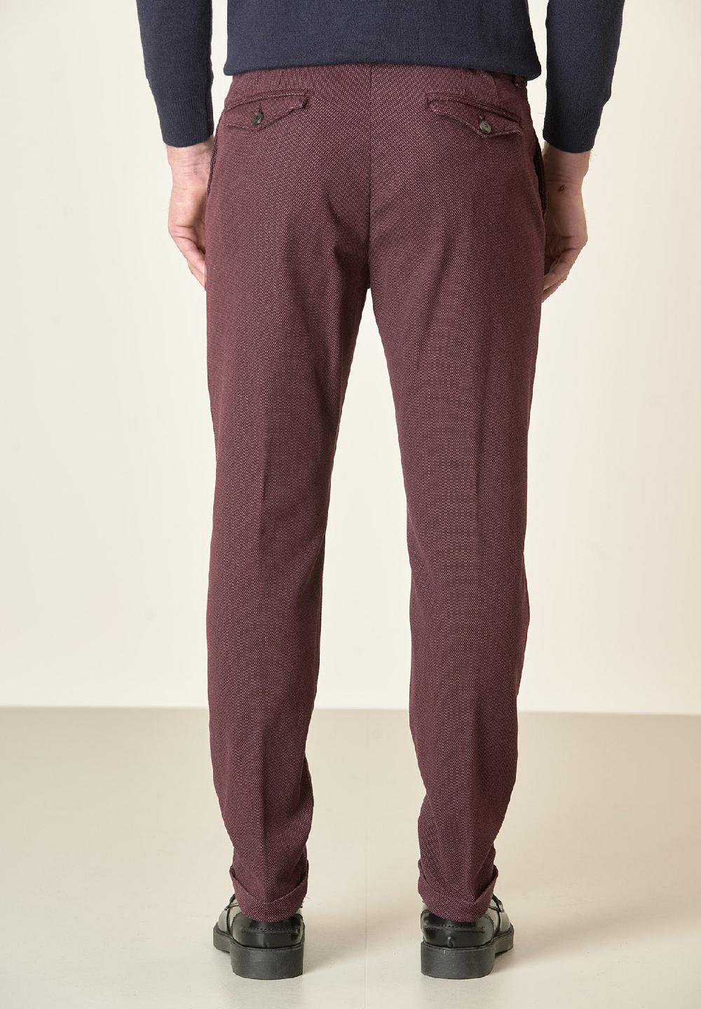 Angelico Pantalone vinaccia microdisegno doppia pinces slim fit Promozione