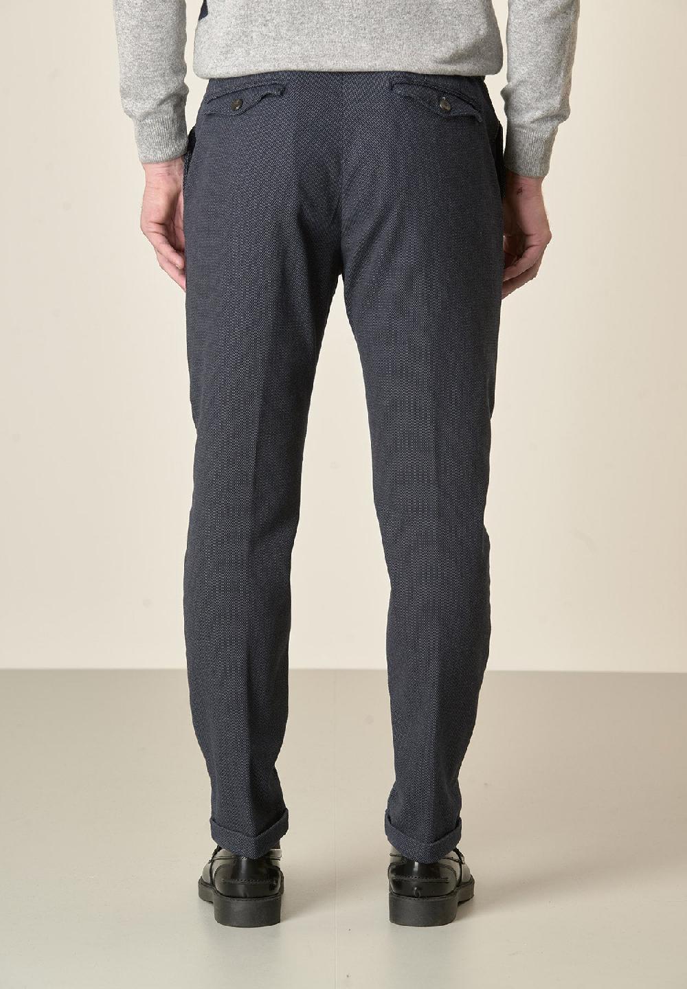 Angelico Pantalone blu microdisegno doppia pinces slim fit Spedizione Gratuita