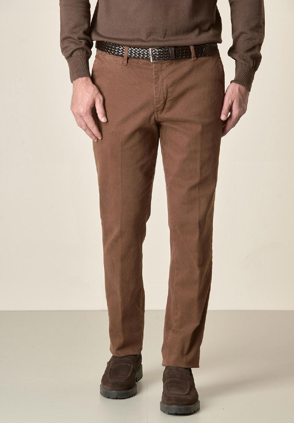 Angelico Pantalone marrone Galles cotone stretch regular fit Soddisfazione Garantita