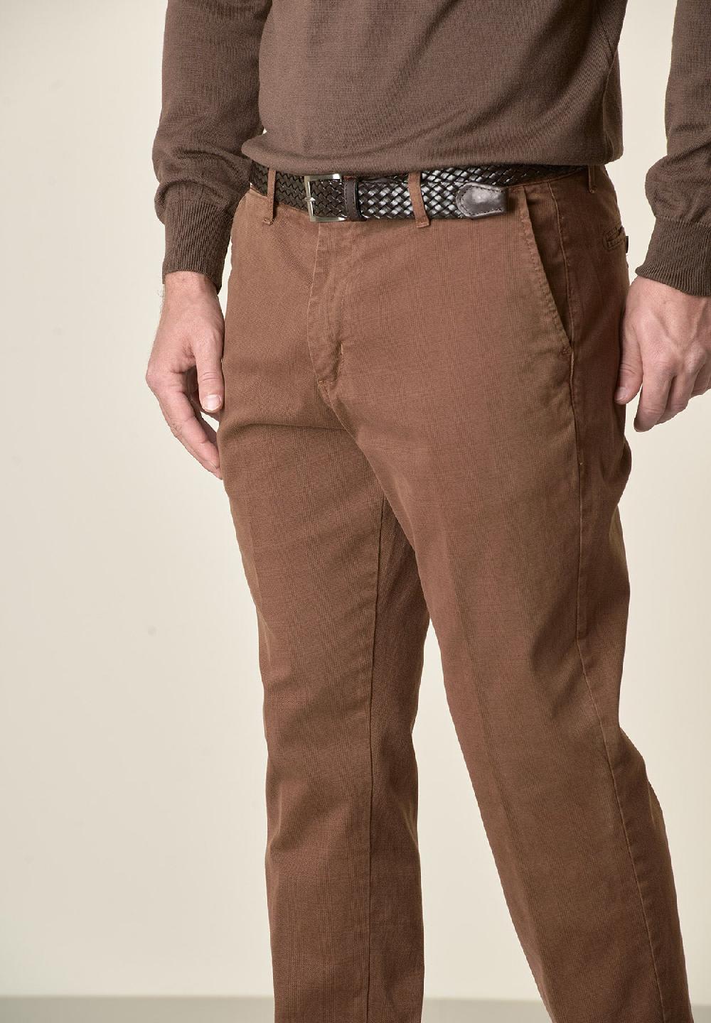 Angelico Pantalone marrone Galles cotone stretch regular fit Soddisfazione Garantita