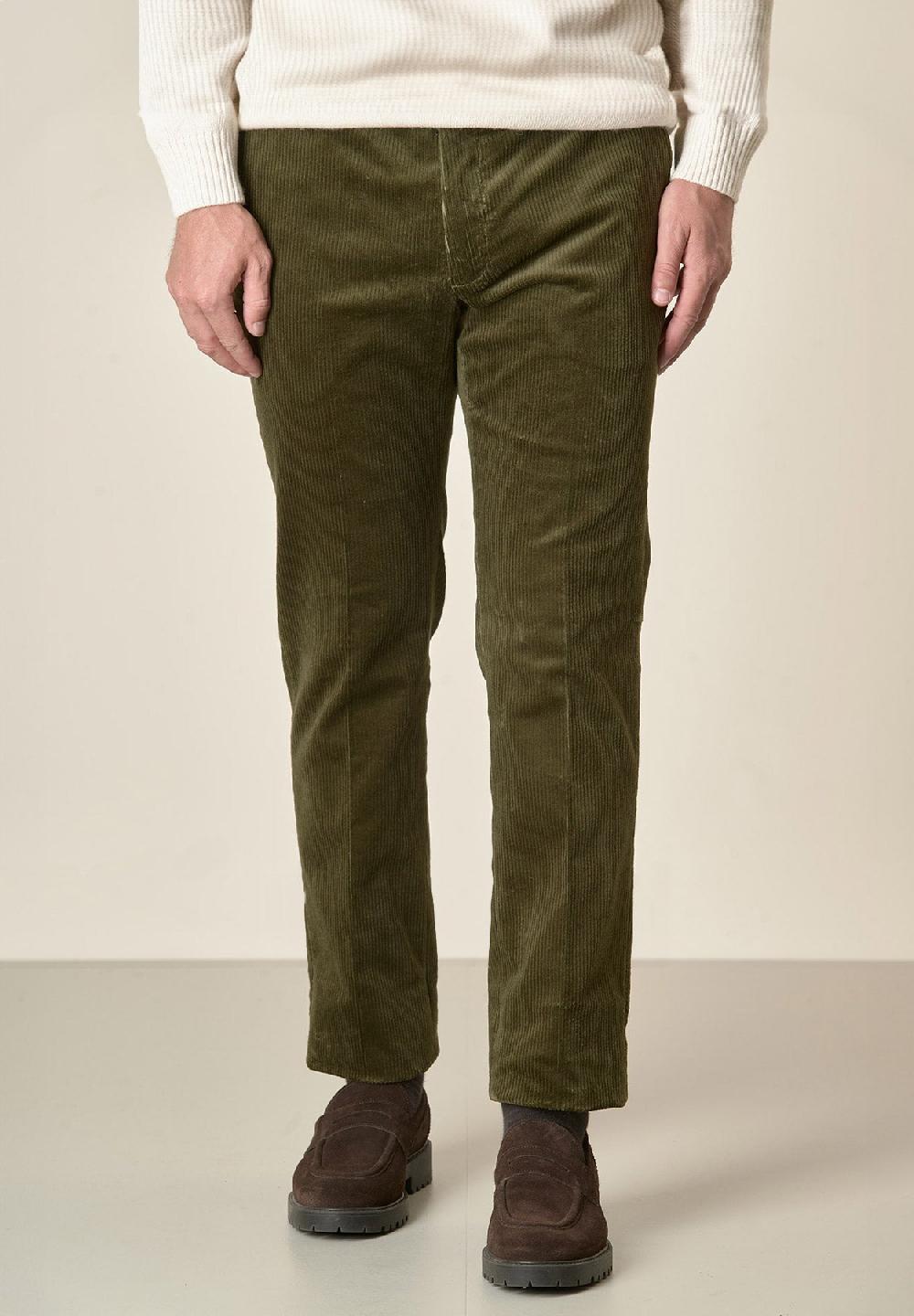 Angelico Pantalone verde velluto coste larghe custom fit Negozi Online