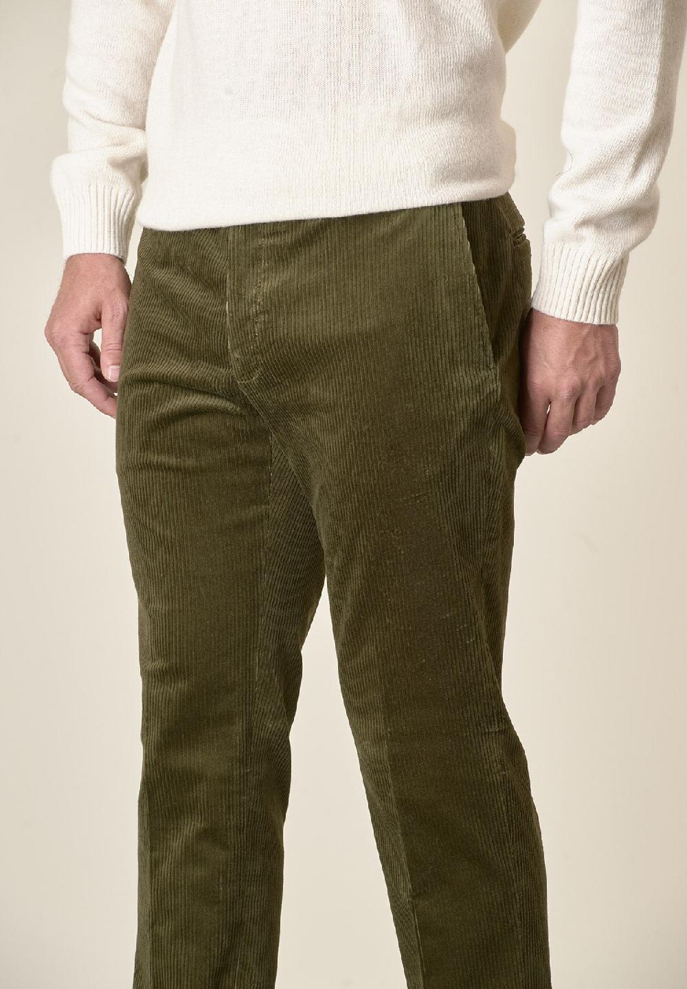 Angelico Pantalone verde velluto coste larghe custom fit Negozi Online