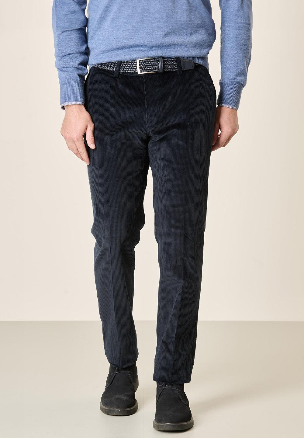 Angelico Pantalone blu velluto coste larghe custom fit Acquista Ora