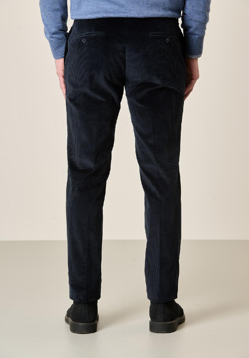 Angelico Pantalone blu velluto coste larghe custom fit Acquista Ora