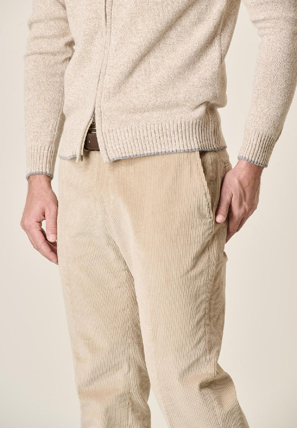 Angelico Pantalone beige velluto coste larghe custom fit Consegna Veloce