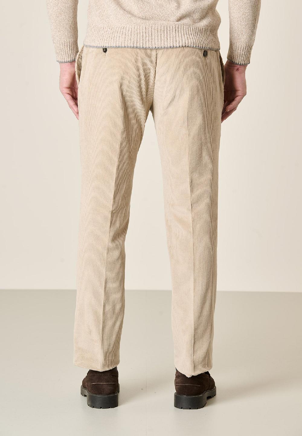 Angelico Pantalone beige velluto coste larghe custom fit Consegna Veloce
