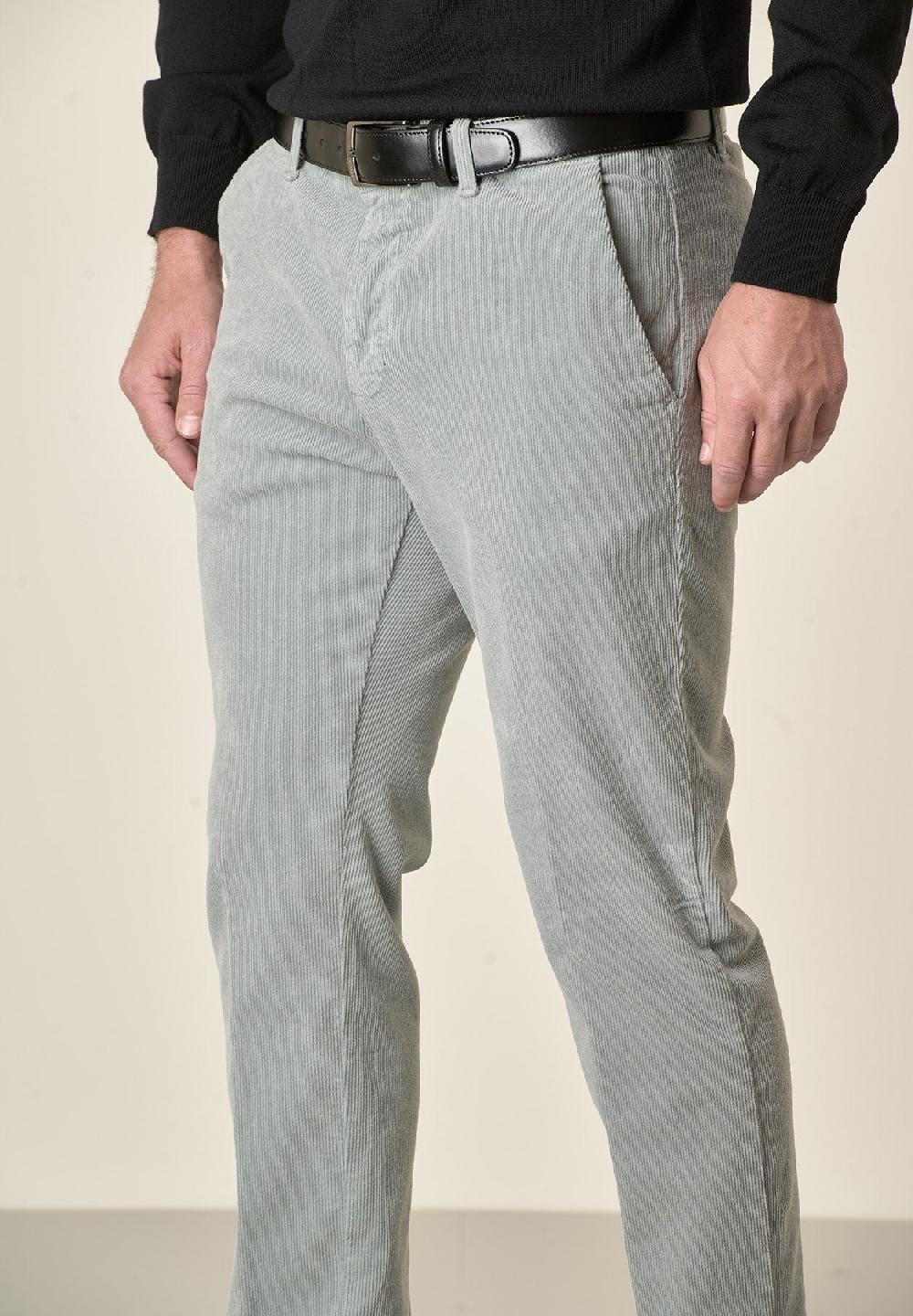 Angelico Pantalone grigio perla velluto cotone stretch slim fit Promozione Limitata