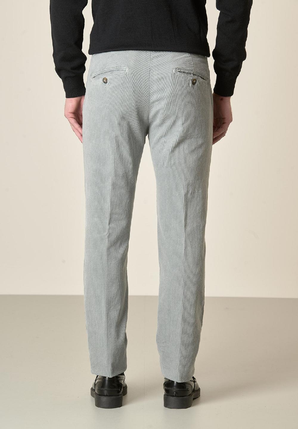 Angelico Pantalone grigio perla velluto cotone stretch slim fit Promozione Limitata