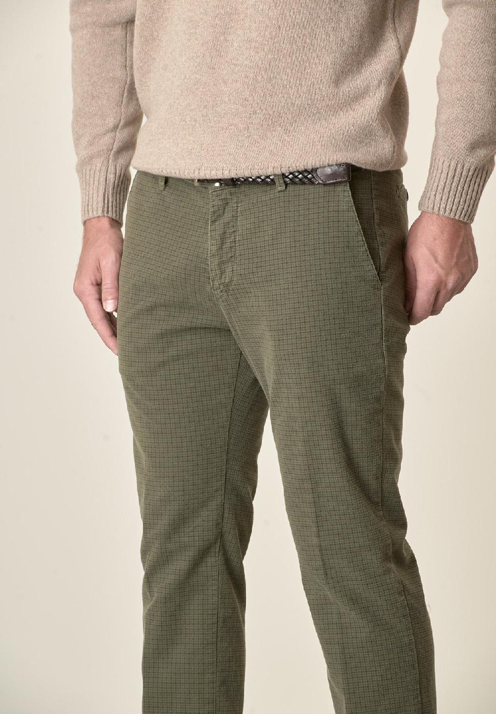 Angelico Pantalone verde fustagno Pied de Poule slim fit Fino Al -60%