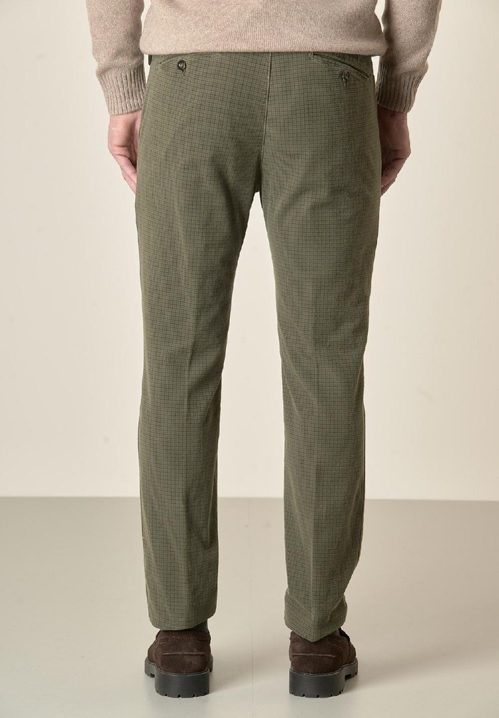 Angelico Pantalone verde fustagno Pied de Poule slim fit Fino Al -60%