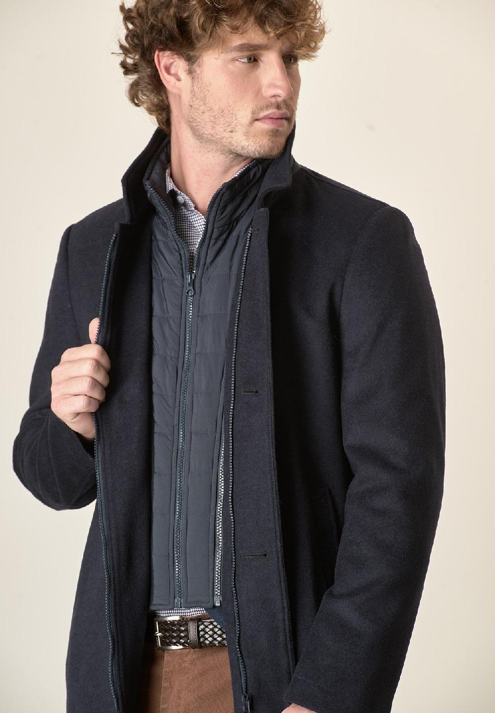 Angelico Cappotto blu collo coreano pettorina staccabile Online