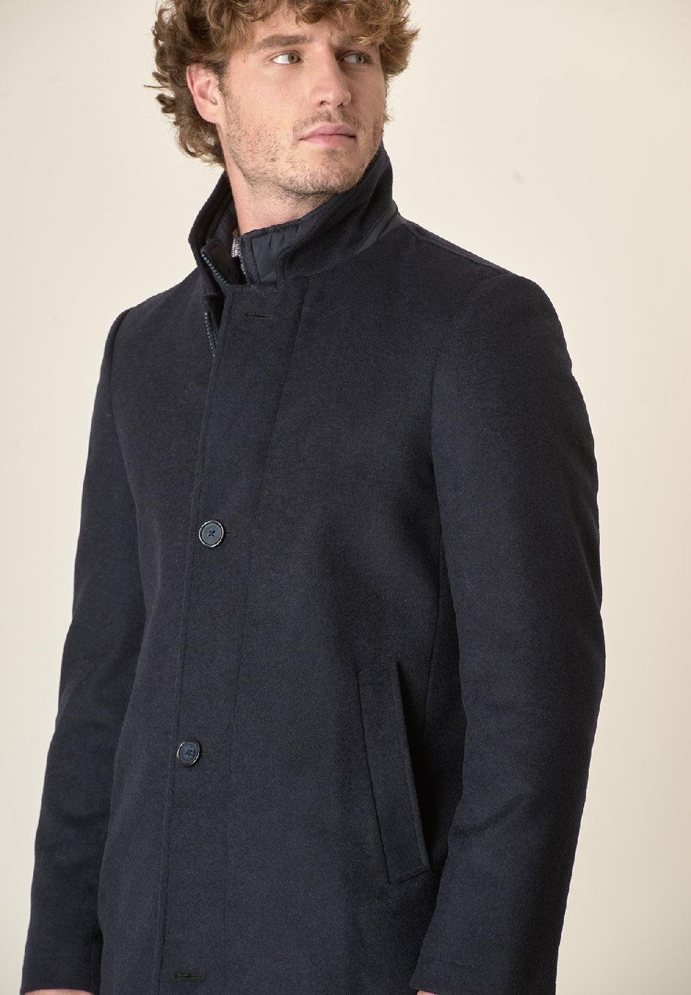 Angelico Cappotto blu collo coreano pettorina staccabile Online