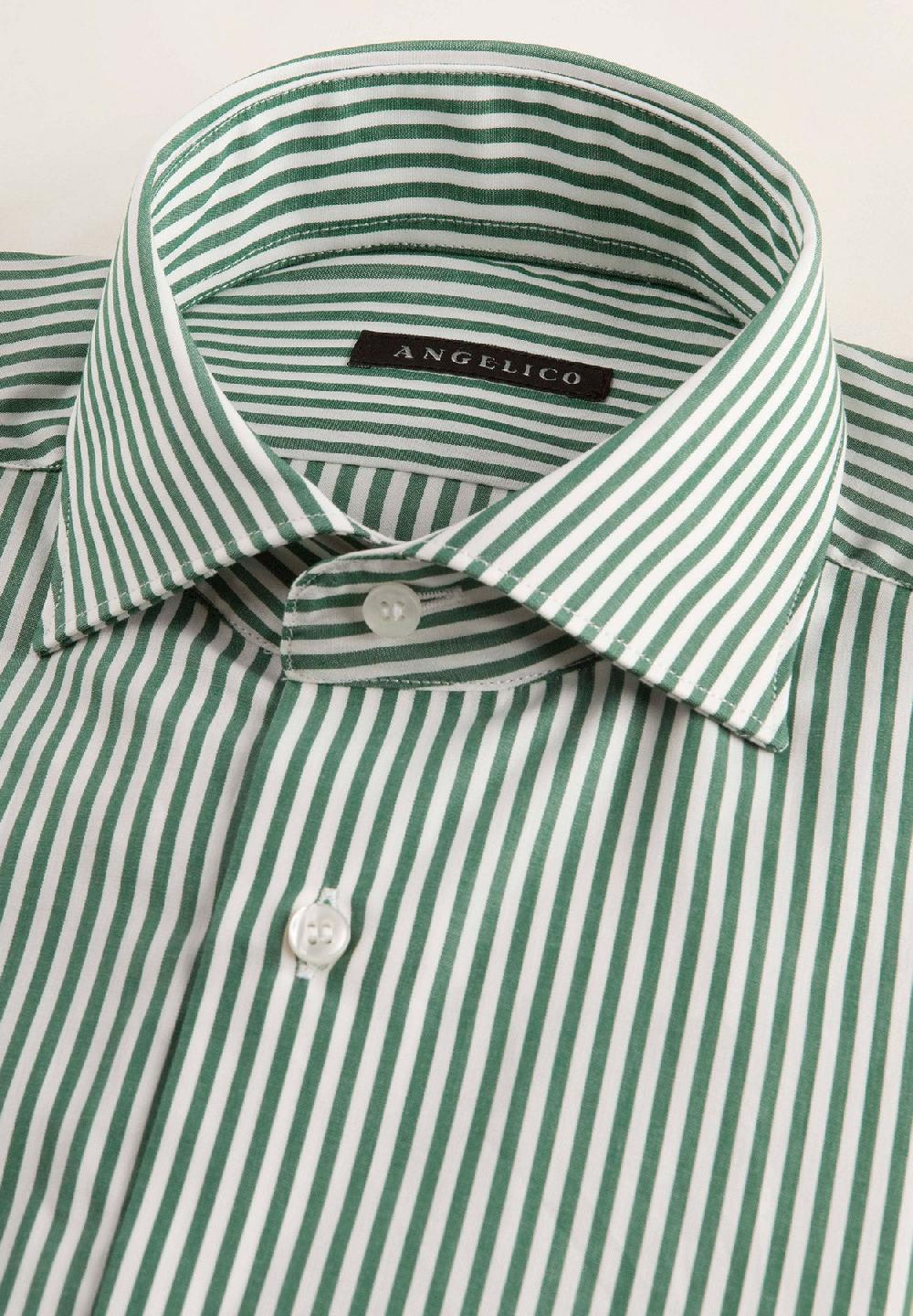 Angelico Camicia verde bacchettina cotone slim fit Nuova