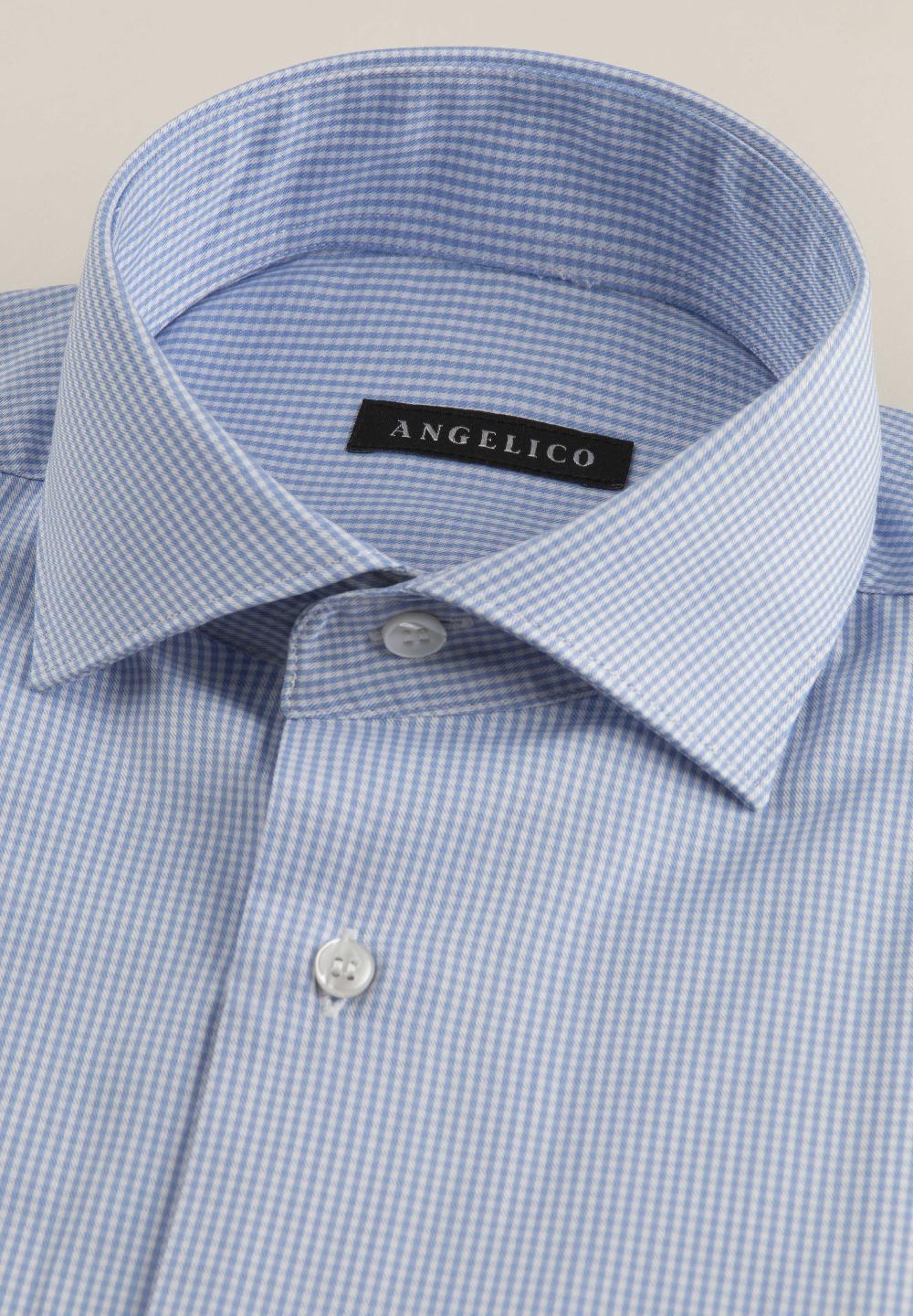 Angelico Camicia azzurra bianca vichy cotone comfort fit Moda