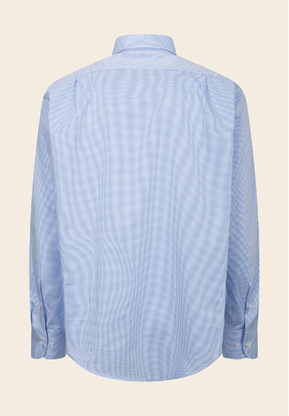 Angelico Camicia azzurra bianca vichy cotone comfort fit Moda