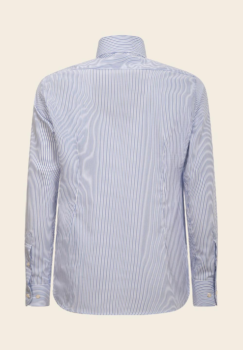Angelico Camicia bianca blu rigata cotone no-stiro custom fit Sconto di tempo limitato