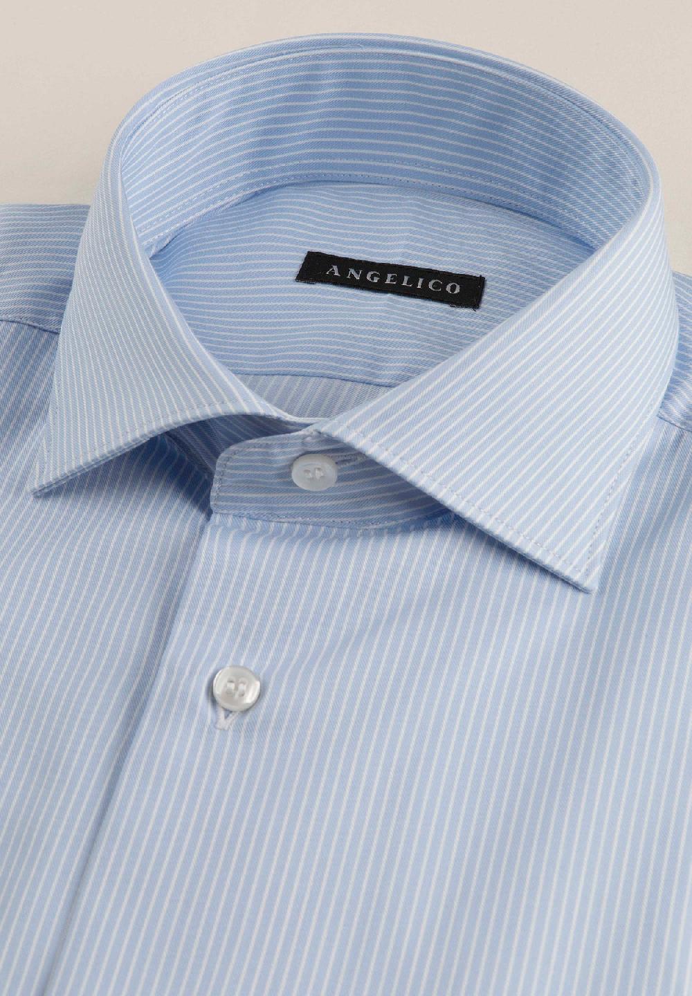 Angelico Camicia azzurra bianca bacchettina cotone comfort fit Negozio online di fabbrica