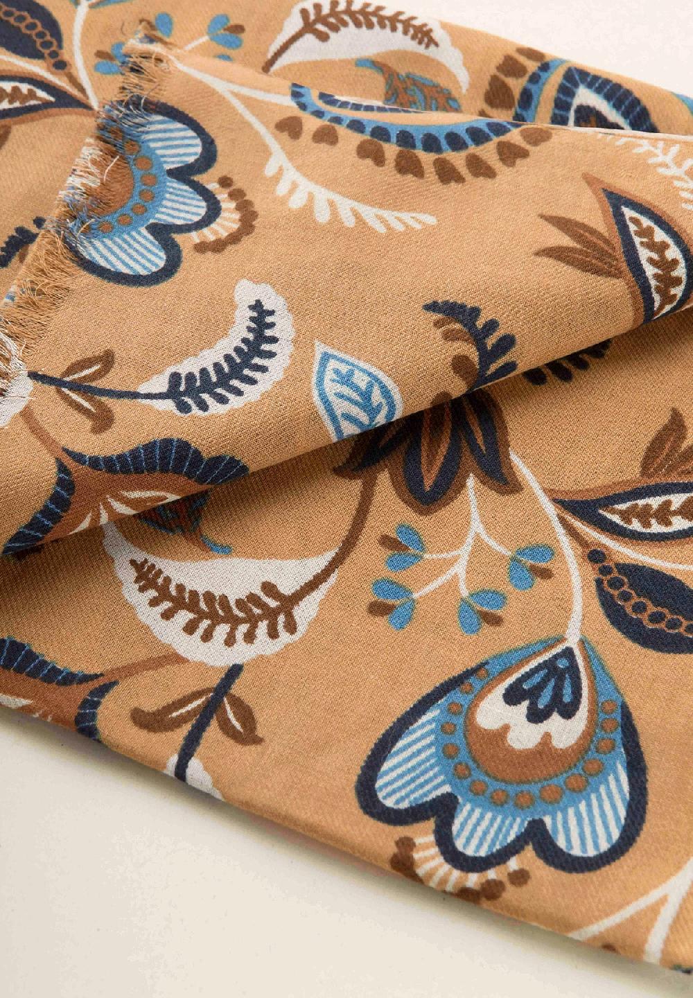 Angelico Sciarpa beige fantasia floreale lana cotone frange Flash Sale
