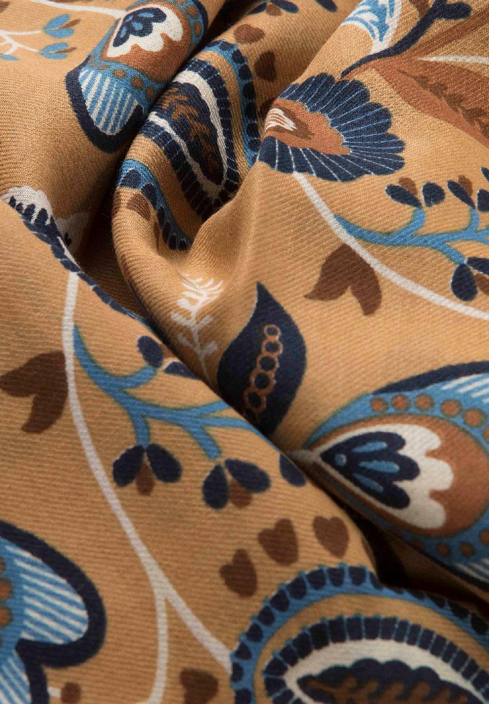 Angelico Sciarpa beige fantasia floreale lana cotone frange Flash Sale