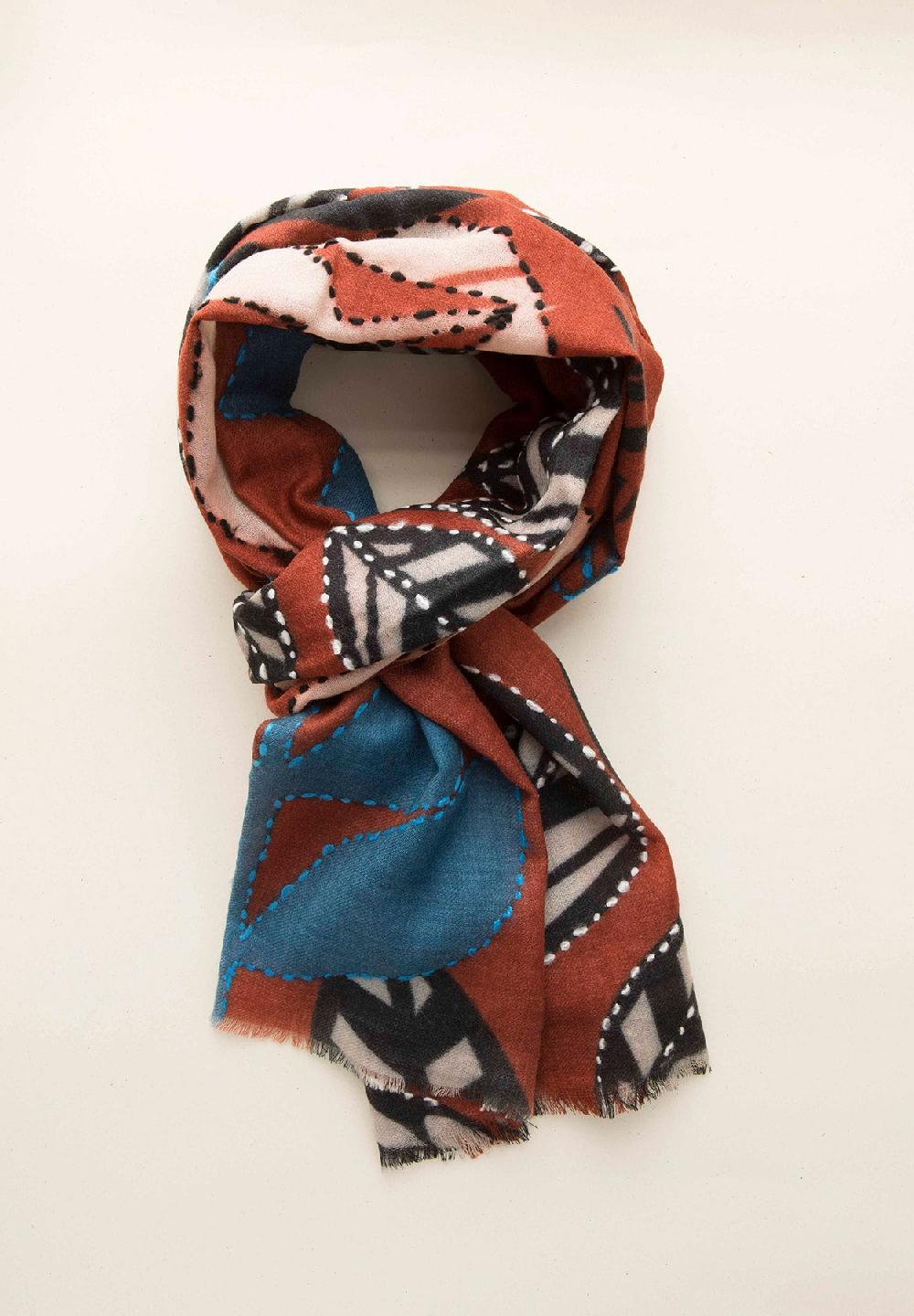Angelico Sciarpa bordeaux fantasia foglie lana Shopping online