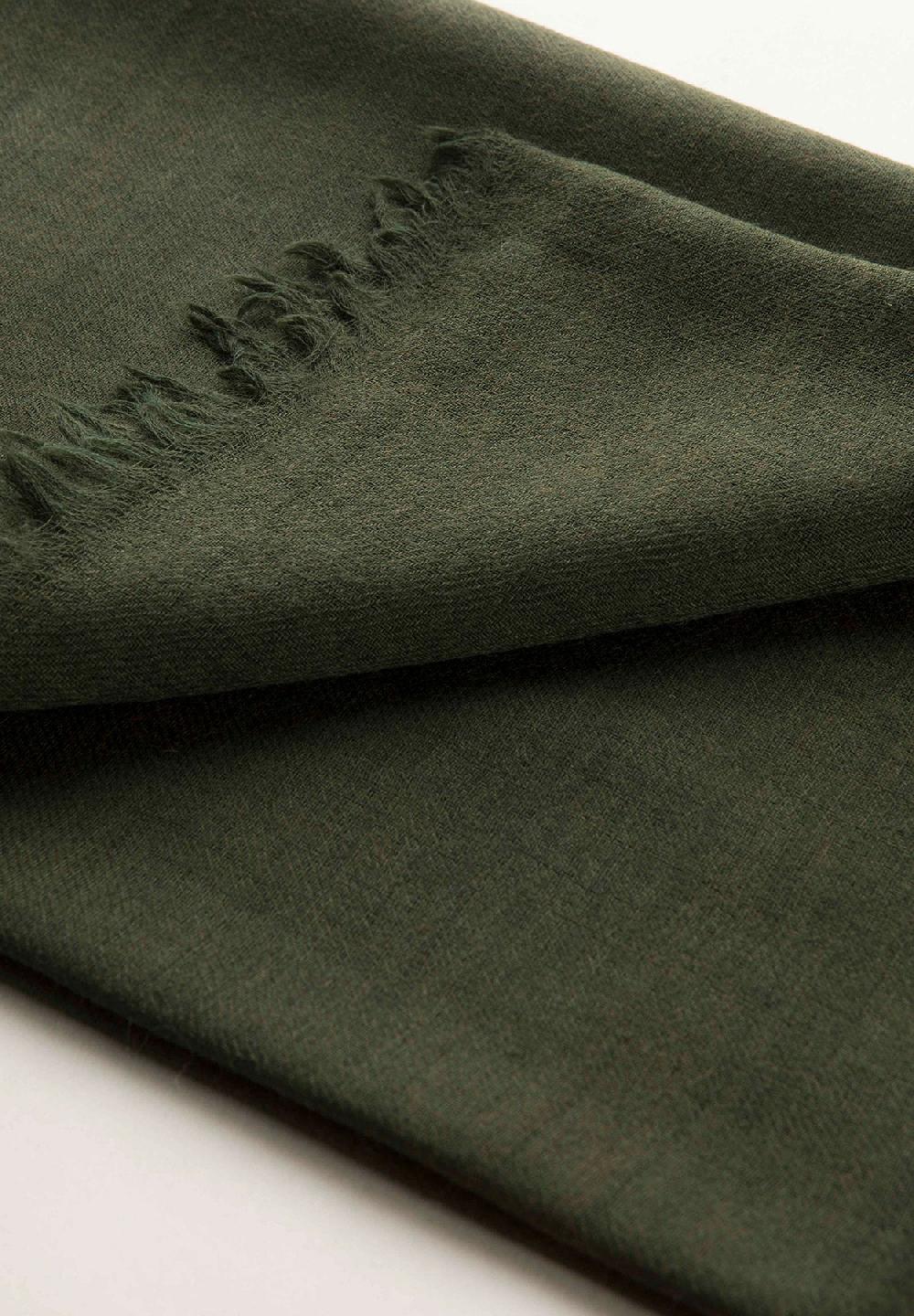 Angelico Sciarpa verde militare lana merinos frange Black Friday