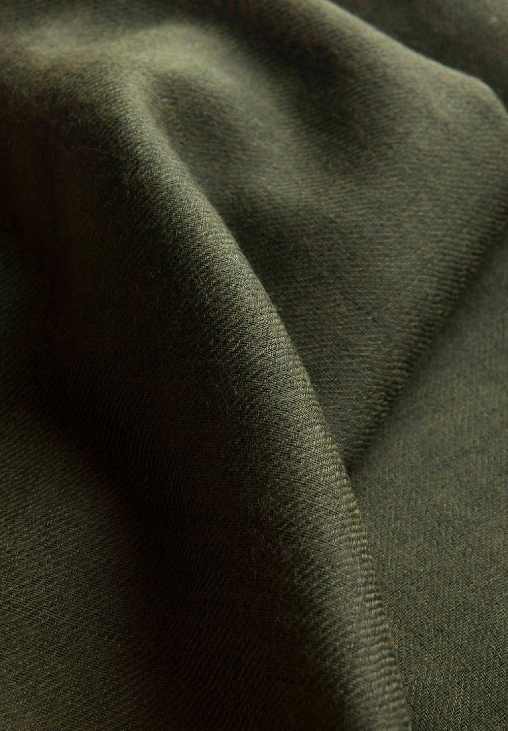 Angelico Sciarpa verde militare lana merinos frange Black Friday