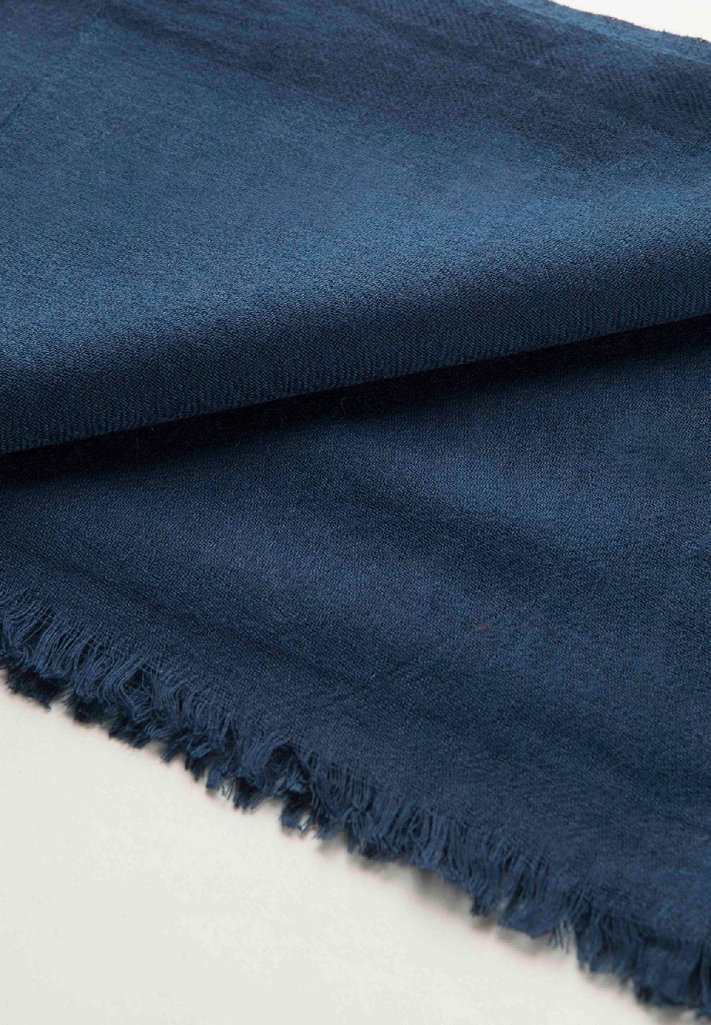 Angelico Sciarpa blu lana merinos frange Offerta natalizia